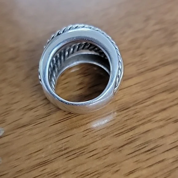 David Yurman Crossover Ring In Sterling Silver with 14k Yellow Gold - Picture 7 of 9